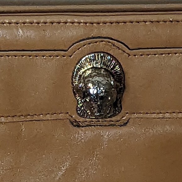 Vintage Lion Head Leather Ruth Saltz Shoulder Tote Bag Gold Tone Hardware - Picture 14 of 15